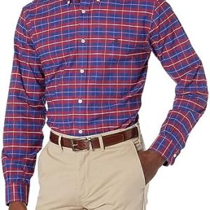 Brooks Brothers Men's Non-Iron Stretch Oxford Sport Shirt Long Sleeve Check Button
