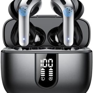 Ear Buds Wireless Earbuds, 50Hrs Playtime Bluetooth Earphones, Bluetooth Headphones 5.3, In Ear with 4 ENC Call Noise Cancelling Mics, Bass Boost 85%, Mini Earbuds IPX7 Waterproof, USB-C(Black)