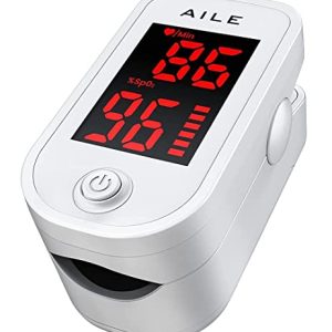 [2023] AILE Pulse Oximeter Oxygen Monitor Finger Adults Accurate Fast Easy Larger Red Screen Blood Saturation Monitor with Lanyard Oxymetre Sats Monitor Oxygen Saturation Monitor Blood Oxygen Monitor