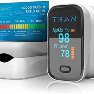 [2024] TRAN™ Pulse Oximeter, Supplied to NHS Services, CE Approved UK, Certified Medical Device, Oxygen Monitor Finger Adults, Pulse Oximeter, Additional TRAN Oxygen Guide, Batteries Included