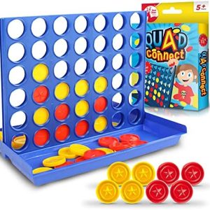 4 In A Row Game | Family Fun Kids Board Games & Travel Games for Kids & Adults | Board Games Kids Travel Games for Kids Travel Board Games | Children's Board Games | Four In A Row Game + SOL Sticker