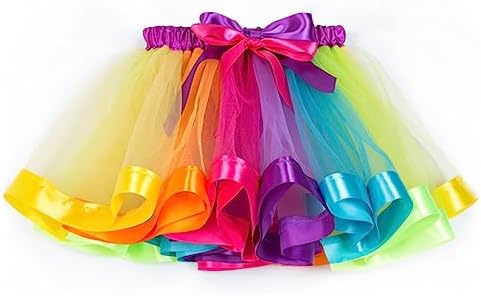 About Time Co Girls Princess Rainbow Layered Ruffle Ballet Dance Tutu Skirt