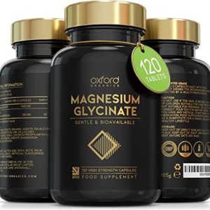 Advanced Magnesium Glycinate 1500mg - High Strength 120 Capsules - Bioavailable Magnesium Supplements for women and men - Chelated Bisglycinate Complex Providing 300mg Elemental Magnesium | Made in UK