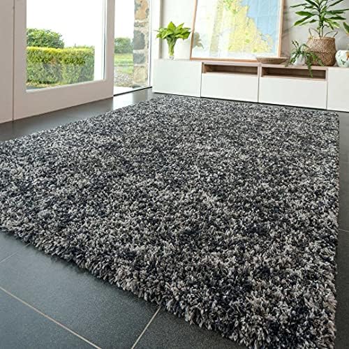 Affordable Durable Grey Slate Fuffly Shaggy Shag Carpet Rug Modern Super Soft Plush Thick Denim Blue Cream Lounge Living Dining Room Kitchen Bedroom Mat Area Rugs 80cm x 150cm