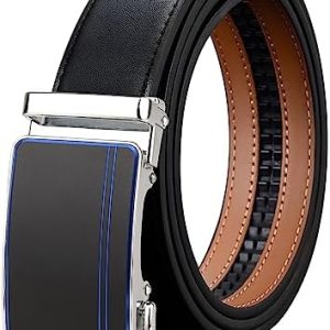 AivaToba Men’s Leather Belt, Automatic Buckle Ratchet Belt, Dress Belt Adjustable Slide Belt For Mens Dress Casual Pant, width 35mm.