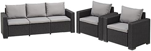 Allibert Keter 5 Seater Rattan Lounge Sofa Set Garden Furniture Patio Corner Outdoor Unit