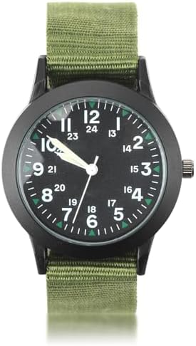 Analogue Quartz Watch for Men Women, Unisex 34mm Military Watch, Glow in The Dark Watches Field Outdoor Sport Wristwatch for Canvas Strap Army Tactical Sports Minimalist Watches