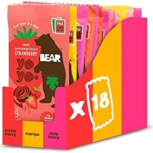 BEAR Variety Pack Yoyos - Dried Fruit Rolls - Healthy - Vegan - 20g -18 packs