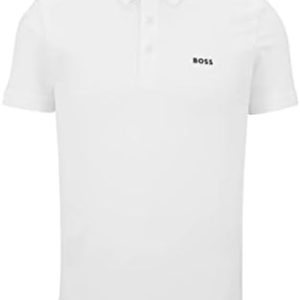 BOSS Mens Paule Stretch-Cotton Slim-fit Polo Shirt with Logo Inserts