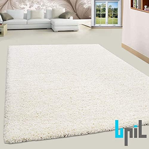 BPIL SHAGGY RUGS SOFT PLAIN Thick 5CM TWISTED PILE ANITSKID SMALL MEDIAM LARGE AREA RUGS (CREAM, 120X170CM)