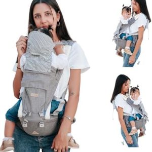 Baby Carrier AeroGrade UK 6-in-1 with Hip seat Multi Position face-in face-Out Front and Back for Babies & Toddlers Premium Design Newborn Essentials Safety Tested (Light Grey)