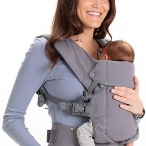 Beco Gemini Baby Carrier Newborn to Toddler - All Positions Baby Body Carrier, 100% Cotton Baby Carrier Backpack, Baby Front Carrier with Adjustable Seat, Ergonomic Baby Holder Carrier 7-35 lbs (Grey)