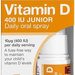 BetterYou Vitamin D 400 IU Junior Daily Oral Spray, Pill-free Vitamin D3 Supplement for Children, 3-month Supply, Made in the UK, Natural Peppermint Flavour