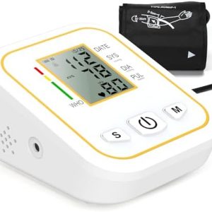 Blood Pressure Monitor CE Approved UK, Rechargeable Upper Arm Blood Pressure Machines for Home Use wiht Voice Broadcasting Accurate LED Display Heart Rate Detection 2x100 Records, Cuff 22-40cm