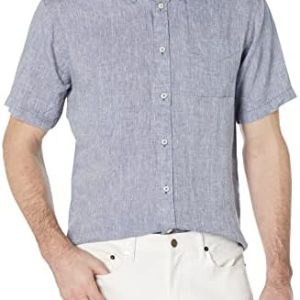 Brooks Brothers Men's Linen Sport Shirt Short Sleeve Solid Button