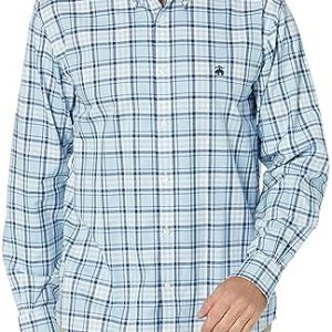 Brooks Brothers Men's Non-Iron Stretch Dobby Sport Shirt Long Sleeve Plaid