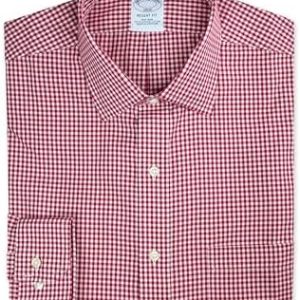 Brooks Brothers Mens Regent Fit 100% Supima Cotton Gingham Plaid Pocket Dress Shirt,