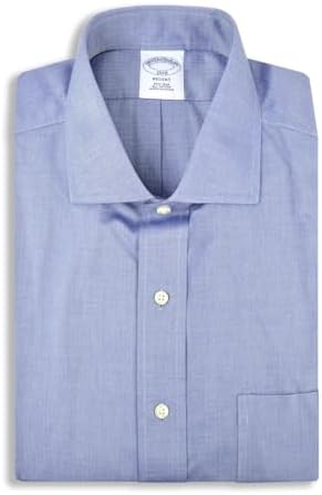 Brooks Brothers Mens Regent Fit All Cotton Woven Striped Pocket Dress Shirt,
