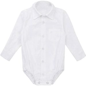 CHICTRY Infant Baby-Boys Wedding Party Photo Shoot Long Sleeves Cotton Dress Shirt Gentleman Bodysuit