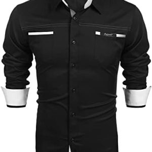 COOFANDY Men's Shirts Long Sleeve Casual Dress Shirt Regular Fit Button Up Shirts Business Shirt with Pocket