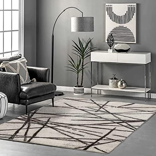 Calore Rugs Living Room Large Modern Soft Area Rugs Modern Simple Style Short Pile Beige pattern Carpet for Living Room Bedroom(80 x 120 cm, Beige)