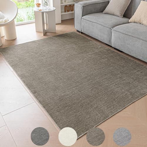 Ceneco Short Pile Rugs Living Room, Modern Indoor Taupe Rugs for Living Room, Bedroom, Dining Room, Entryway – Non-Shedding (Taupe, 60×120m)