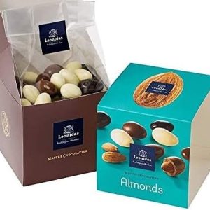 Chocolate Almonds, Leonidas Belgian Milk, Dark & White Covered Almonds, Gourmet Nuts in Gift Box 200g (1)