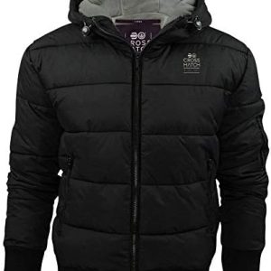 Crosshatch Mens Althorpe’ Quilted Padded Hood Jacket Fleece Lined Winter Coat.