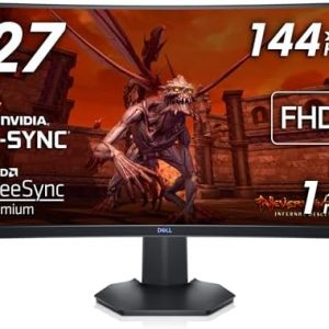 Dell S2721HGFA 27 Inch Full HD (1920x1080) 1500R Curved Gaming Monitor, 144Hz, VA, 1ms MPRT, AMD FreeSync Premium, NVIDIA G-SYNC Compatible, DisplayPort, 2x HDMI, 3 Year Warranty, Black