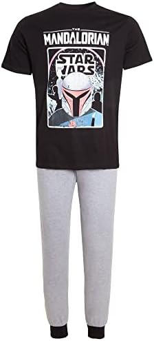 Disney Mens Mandalorian Pyjamas For Men Teens Bob Fett Pjs Short Sleeved T-Shirt + Loungepants Gift Set