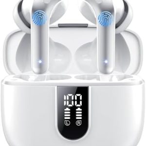 Ear Buds Wireless Earbuds, 50Hrs Playtime Bluetooth Earphones, Bluetooth Headphones 5.3, In Ear with 4 ENC Call Noise Cancelling Mics, Bass Boost 85%, Mini Earbuds IPX7 Waterproof, USB-C(White)