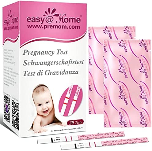 Easy@Home 20 x Pregnancy Test Strips for Early Detection 10 MIU/ml, Fertility Test Kit, 20 HCG Tests