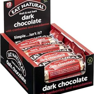 Eat Natural Bars, Gluten Free Snack Bars, Dark Chocolate with Cranberries & Macadamias, 45g (Pack of 12)