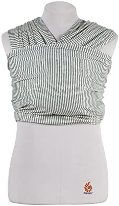 Ergobaby Baby Wrap Carrier Newborn to Toddler up to 11kg, Sling Baby Carrier from Birth Breathable Stretchy, Navy Gingham Stripe