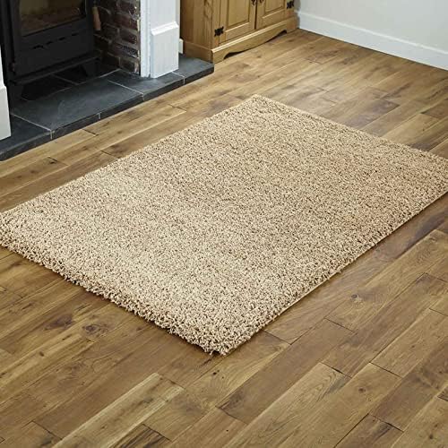 Everest 5 cm Thick Pile Shaggy Modern Area Rugs Small To Large Rugs Floor Living Room Hall Bedroom Rugs Rug Runners Light Beige 110 x 160 cm (3feet 7 Inch x 5feet 3 Inch)