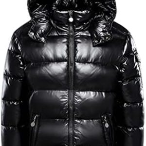 FUUBAMB00 Winter Thicken Down Jackets For Men and Women Short Shiny White Duck Down Jacket Hooded Puffer Coat