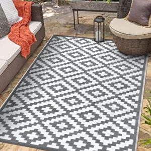 GD Home Lightweight Indoor/Outdoor Reversible Plastic Rug - 120 x 180 cm Grey/White