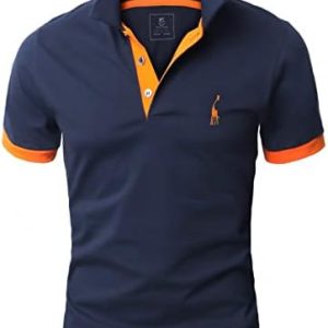 Glestore Polo Shirt, Men's T-Shirts, Short Sleeve, Giraffe Embroidery T-Shirt, Summer, Slim Fit, Golf, Sports