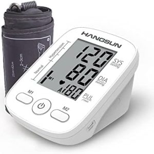 Hangsun Blood Pressure Monitors Upper Arm Blood Pressure Machine for Home Use BM230 Fully Automatic Measure for Blood Pressure/Heartbeat with Large Cuff 22-42cm, LCD Display, 2×90 Sets Memory