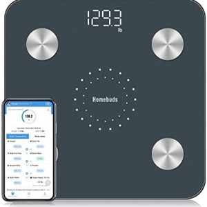 Homebuds Digital Bathroom Scales for Body Weight,Weighing Professional Since 2001,Smart Body Fat Composition Monitor for BMI Fat Water Muscle with App, 28st/400lb/180kg, Blue