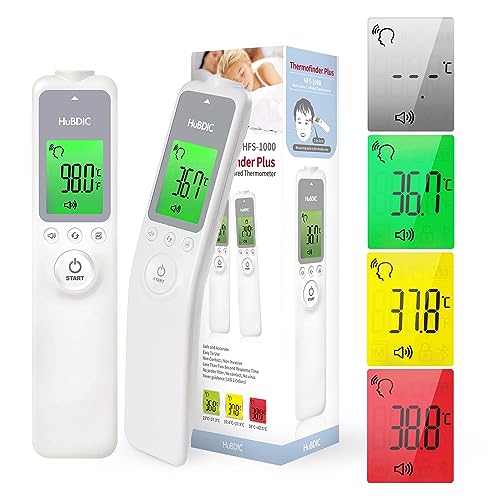 HubiBaby No-Touch Forehead Thermometer, Digital Infrared Thermometer for Adults and Kids, Baby Thermometer with Fever Alarm Fast and Accurate,Ideal for Whole Family (HFS-1000)