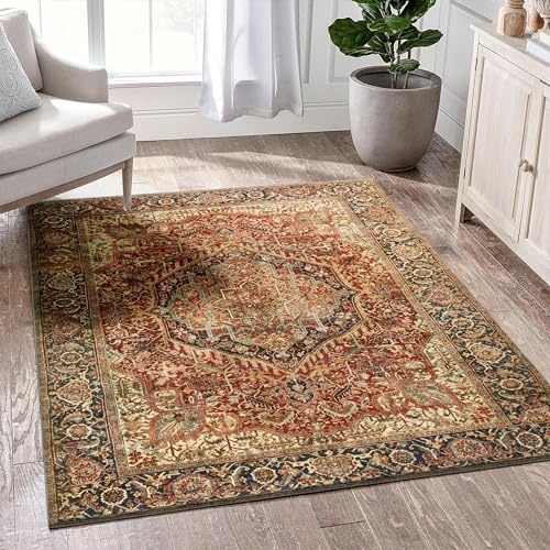 Imperial Rooms Rugs for Bedroom – Traditional Area Rugs Living Room Non Slip 60x110 cm – Modern Majestic Medallion Design Soft Short Pile Cashmere Rug Carpet Machine Washable