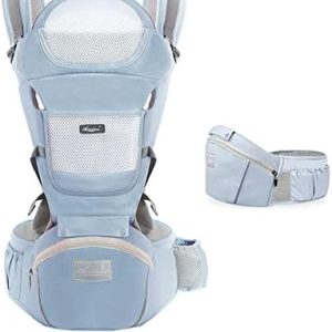Ineffbb Baby Carrier for Newborn to Toddler Breathable Baby Carrier Sling with Hip Seat Baby Wrap Carrier for 3-36 Months-Baby Blue