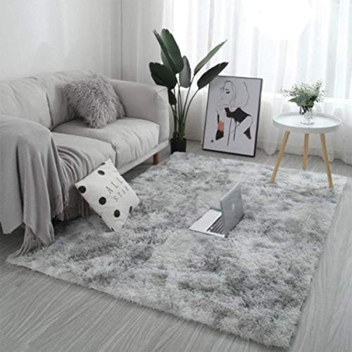 JURLEA Area Rug Modern Fluffy Shaggy Rugs for Living Room, Soft Non-Slip Carpet for Bedrooms, Boys Room, Girls Room, Play Room Modern Home Decor (Grey White, 120 x 160 cm)