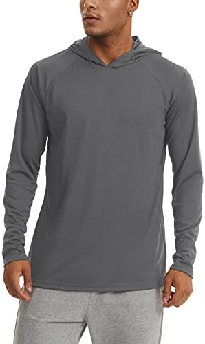 KEFITEVD Men's Quick Dry Hooded Tops Lightweight Hiking Hoodies Thin Breathable Tops Outdoor Swim Shirts