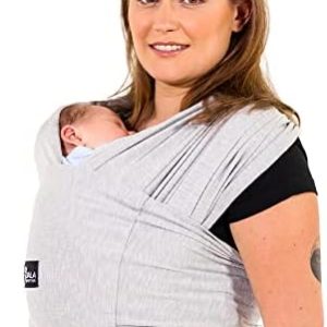 Koala Babycare Baby Sling Easy to Wear - Certified Ergonomic Support - Multi-Purpose Stretchy Baby Carrier Suitable up to 9 kg - Baby Wrap Carrier for Newborn - Light Grey - Registered Design