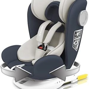 LETTAS Baby Car Seat for Child Group 0+/1/2/3 (0-36 kg/0-12 Year) ISOFIX+ Top Tether Rotation 360° (Grey)