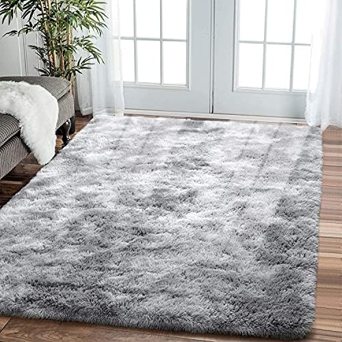 Leesentec Area Rugs Soft Living Room Carpets Anti Slip Fluffy Bedroom Rug Shaggy Floor Mats Large for Hallway Bedroom (Grey/white, 200 * 300)