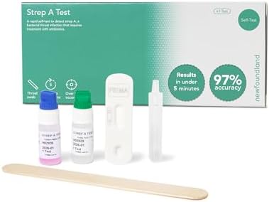 Newfoundland Strep A Test Kit-Home Self-Test for Throat Infections - Rapid Result in Under 5 Minutes - Detect Streptococcus A Bacterial Infection-Certified by CE & MHRA - 1pcTest Kit