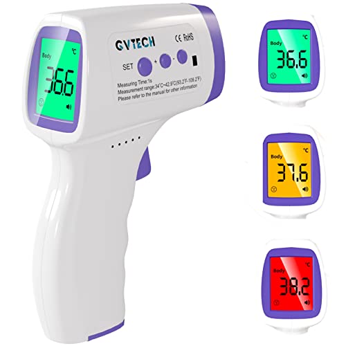 Non-Contact Infrared Forehead Electronic Thermometer Gun Digital Thermometer Accurate & Fast Measurement with Three Color Back Light Display of Temperature Gun for Child Adult Home Health Care